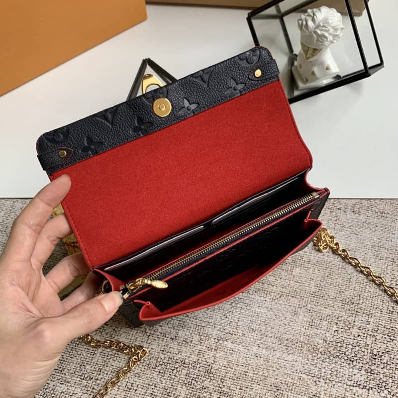 Louis Vuitton Monogram Empreinte Vavin Chain Long Wallet Replica Blue M67839