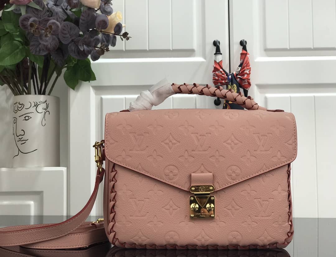 Louis Vuitton Pochette Metis Braided Monogram Empreinte Replica Pink M43942
