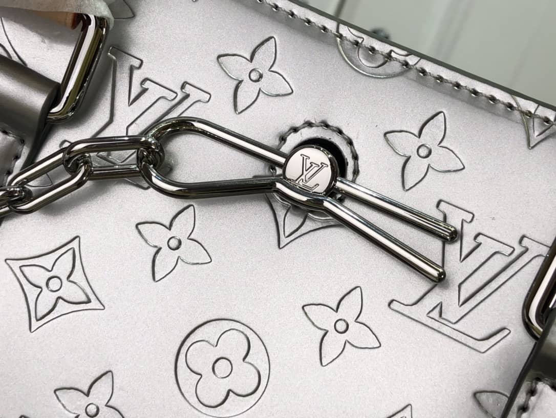 Louis Vuitton Sac Plat Monogram Mirror Coated Shoulder Bag Replica Silver M45884