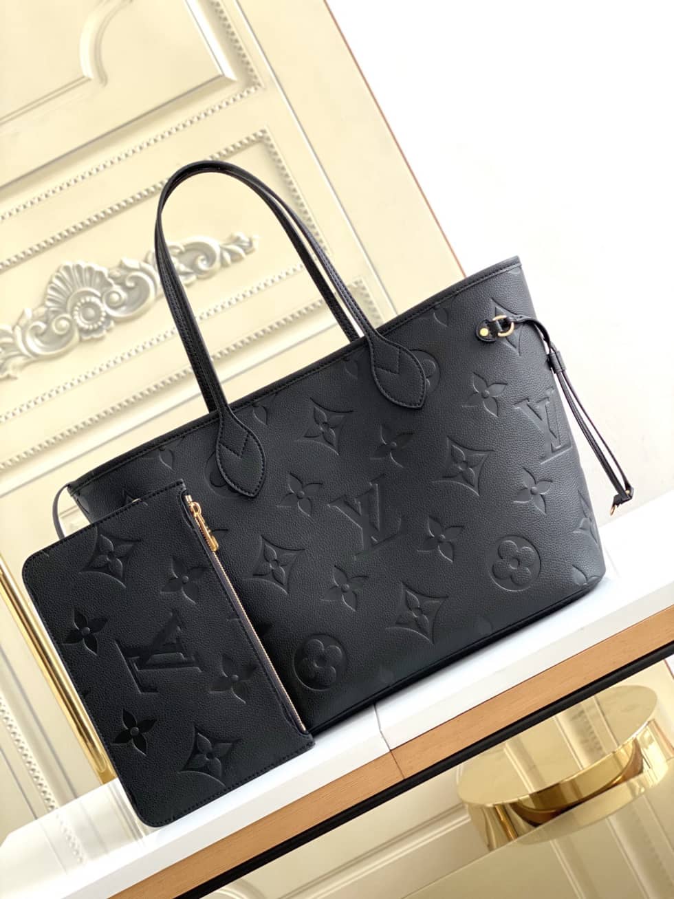 Louis Vuitton Monogram Empreinte Neverfull MM Black M45686 Replica Tote