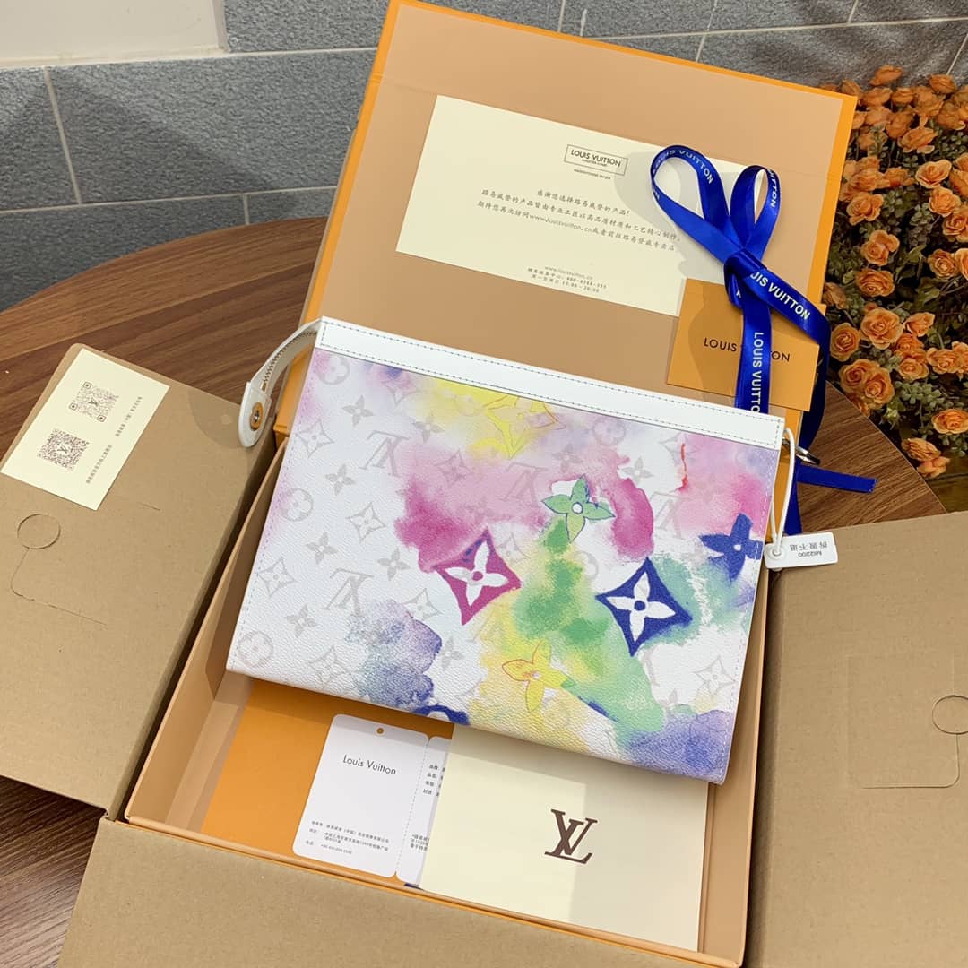 Louis Vuitton Pochette Voyage Monogram Watercolor Replica Clutch Multicolor M80460