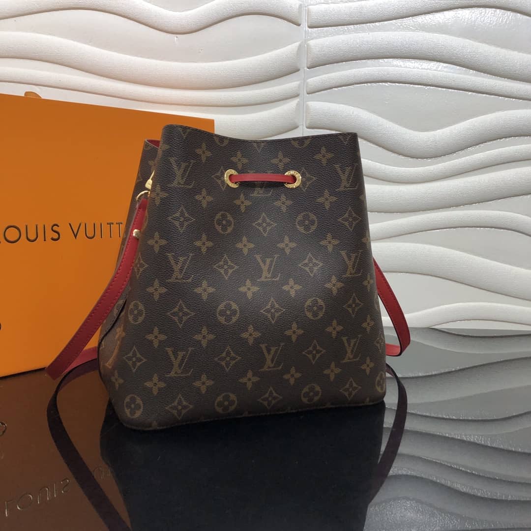 Louis Vuitton Neonoe Replica Bucket Bag Brown Red M44020