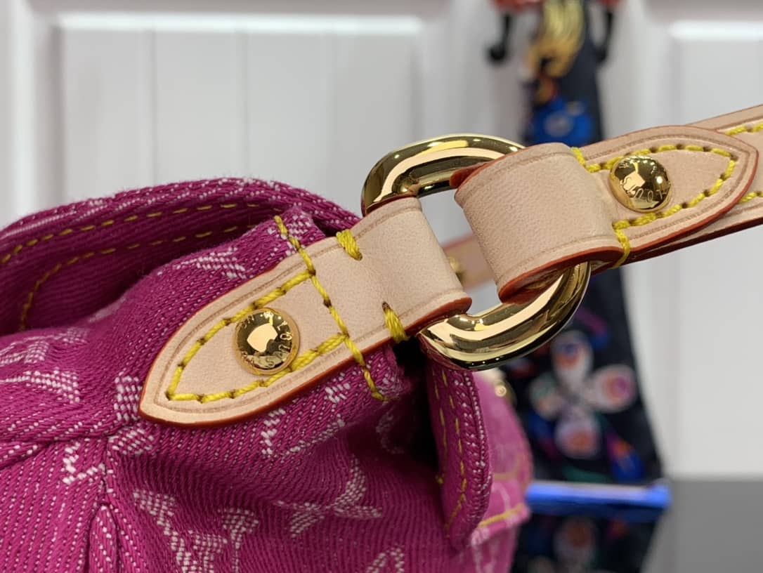 Louis Vuitton Monogram Denim Mini Pleaty Replica Shoulder Bag Pink M95050