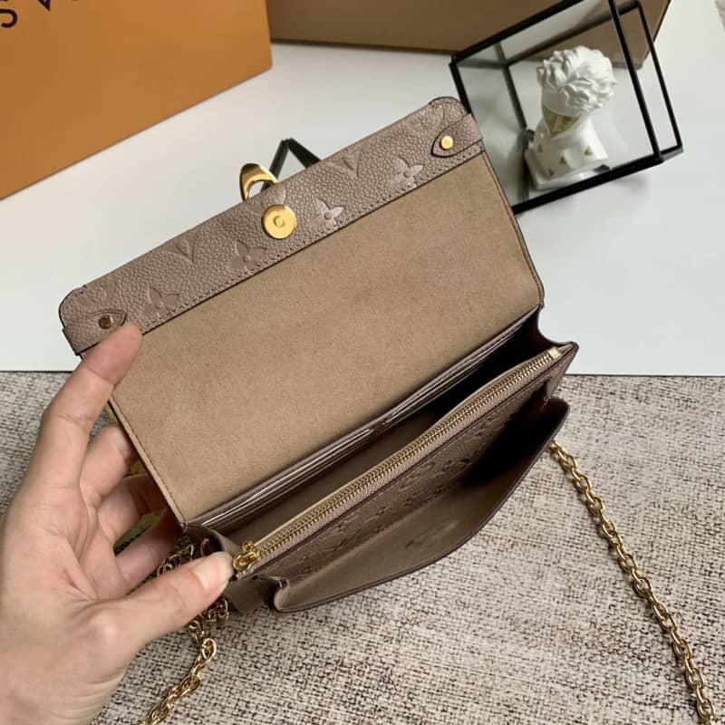 Louis Vuitton Monogram Empreinte Vavin Chain Long Wallet Replica Apricot M67839