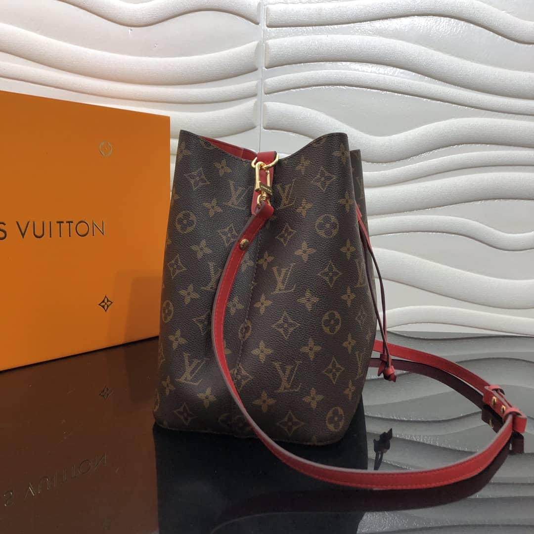 Louis Vuitton Neonoe Replica Bucket Bag Brown Red M44020