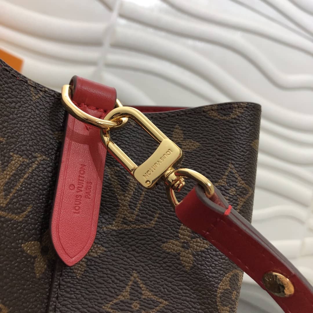 Louis Vuitton Neonoe Replica Bucket Bag Brown Red M44020