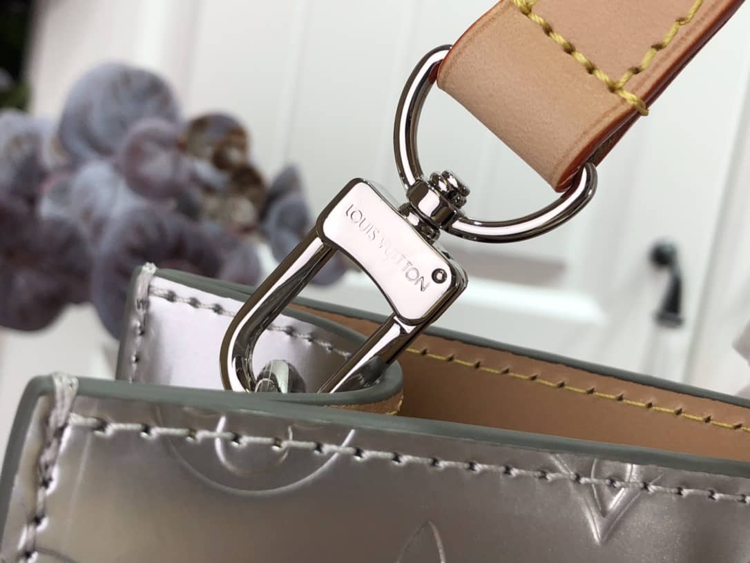 Louis Vuitton Sac Plat Monogram Mirror Coated Shoulder Bag Replica Silver M45884