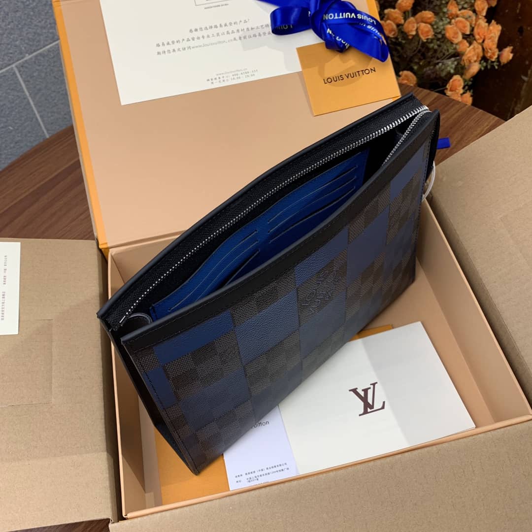 Louis Vuitton Pochette Voyage MM Damier Giant Canvas Replica Blue N60412