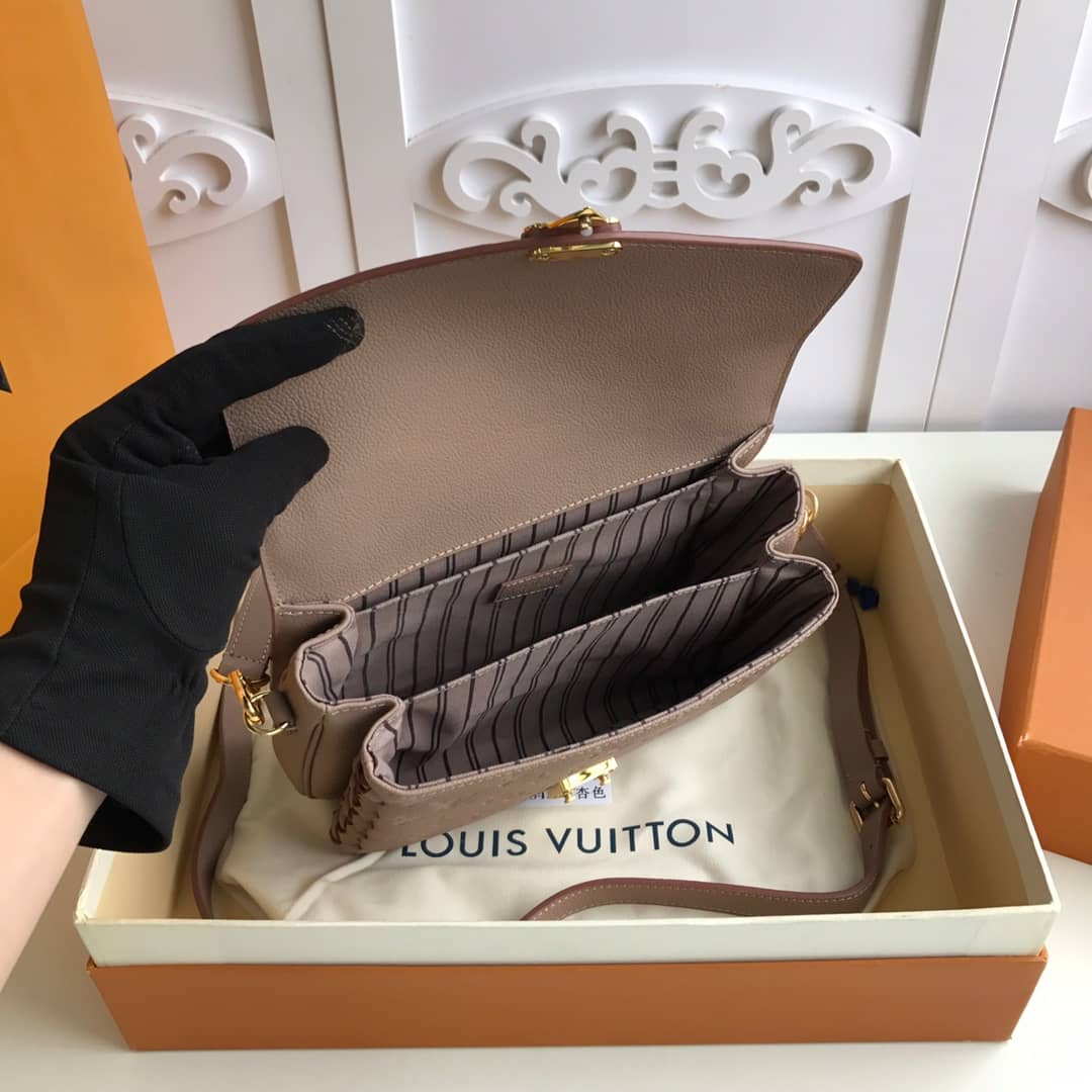Louis Vuitton Pochette Metis Braided Monogram Empreinte Replica Apricot M43942