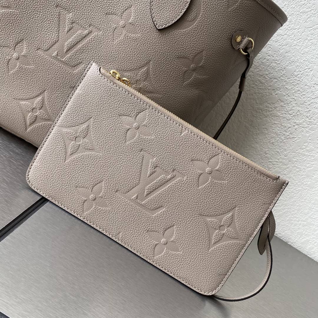 Louis Vuitton Neverfull Dupe MM Monogram Empreinte Leather Bag Replica Gray M45685