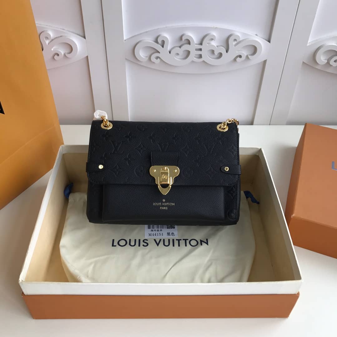 Louis Vuitton Monogram Empreinte Vavin PM Chain Replica Shoulder Bag Black M44151