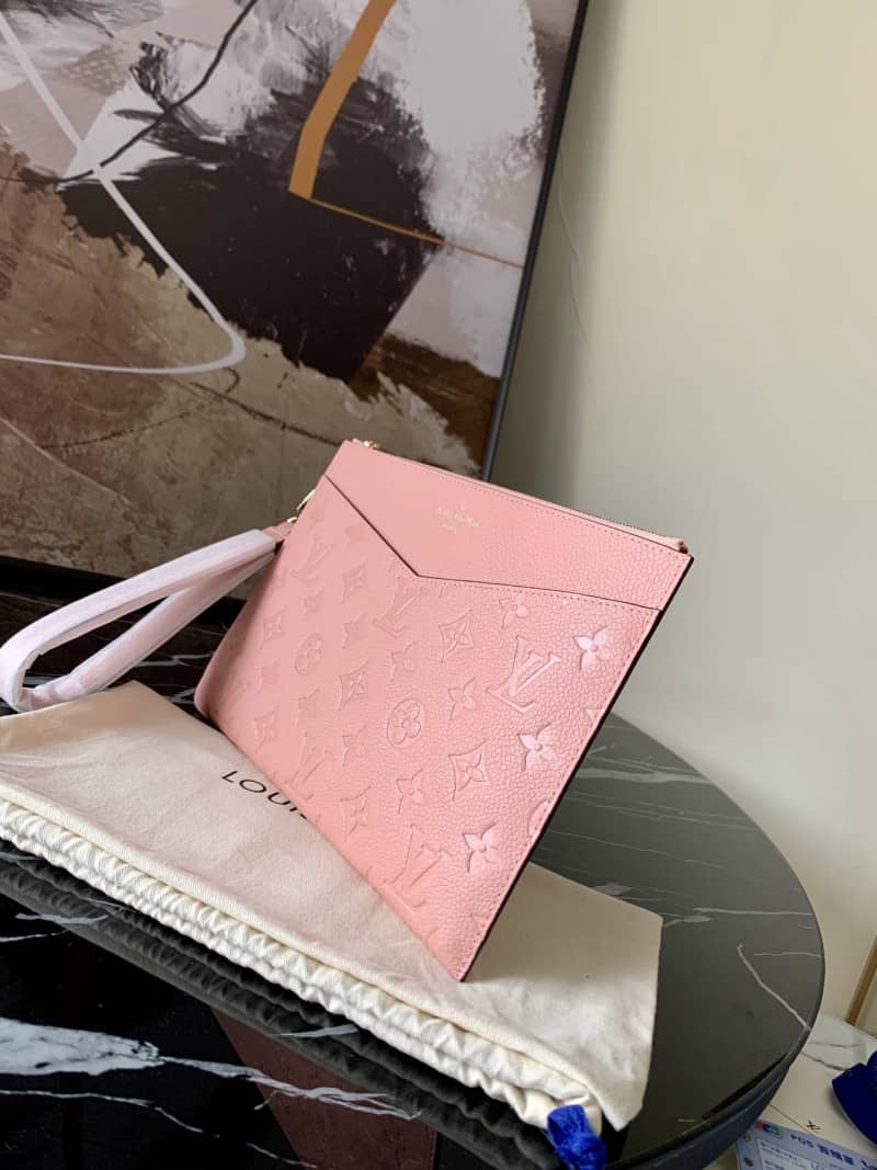 Louis Vuitton Pochette Melanie MM Monogram Empreinte Replica Clutch Pink M68705