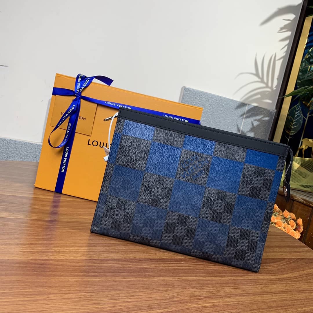 Louis Vuitton Pochette Voyage MM Damier Giant Canvas Replica Blue N60412