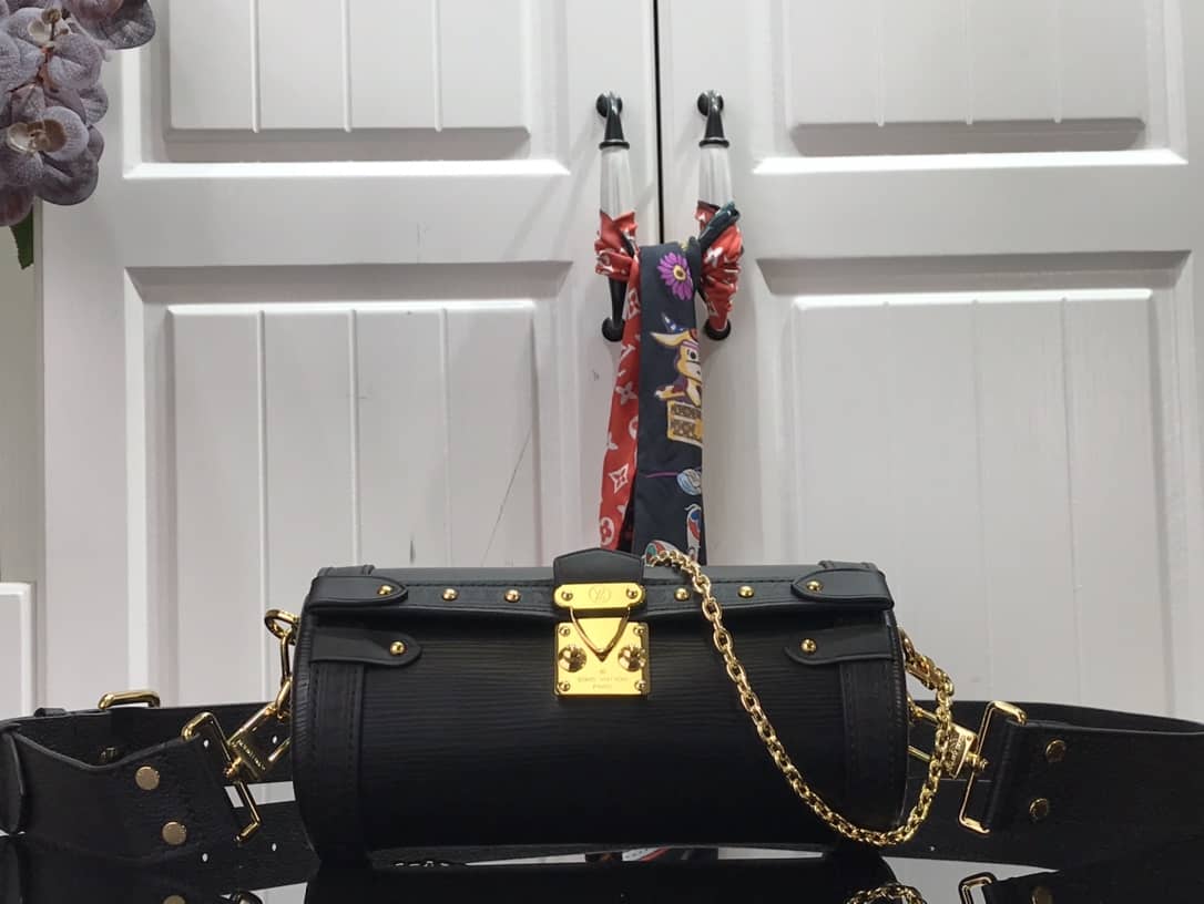 Louis Vuitton Papillon Trunk Monogram Chain Replica Crossbody Bag Black M57835