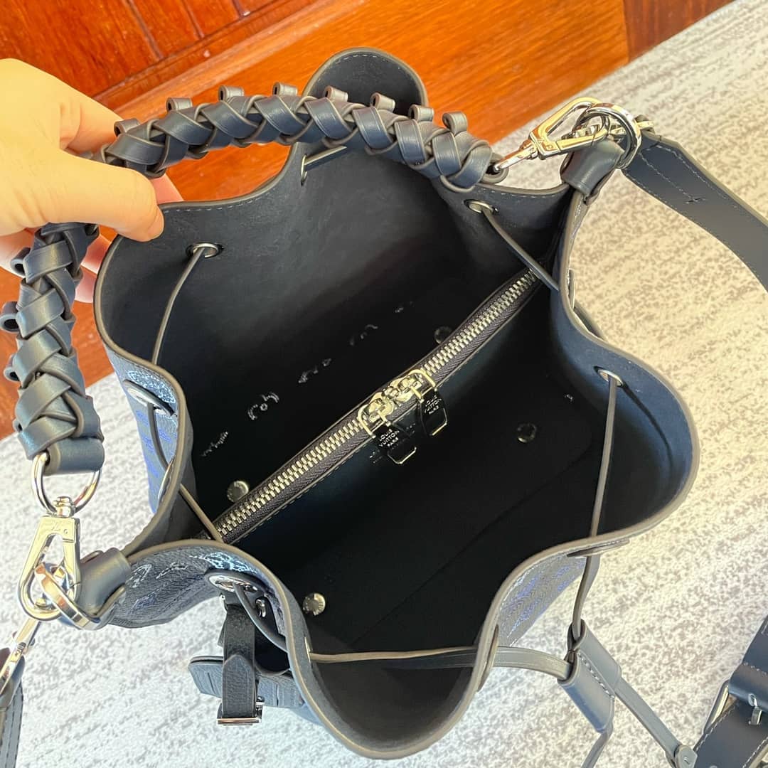 Louis Vuitton Mahina Perforated Calfskin Muria Dark Blue M59554 Replica Bucket Bag