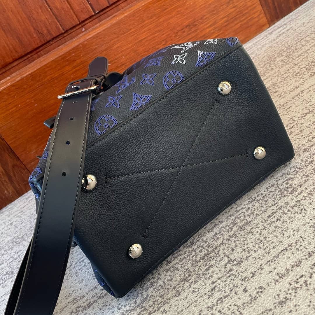 Louis Vuitton Mahina Perforated Calfskin Muria Dark Blue M59554 Replica Bucket Bag
