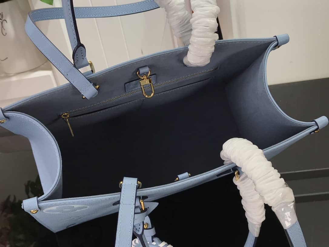Louis Vuitton On the Go MM Monogram Empreinte Two-way Tote Replica Blue M45717