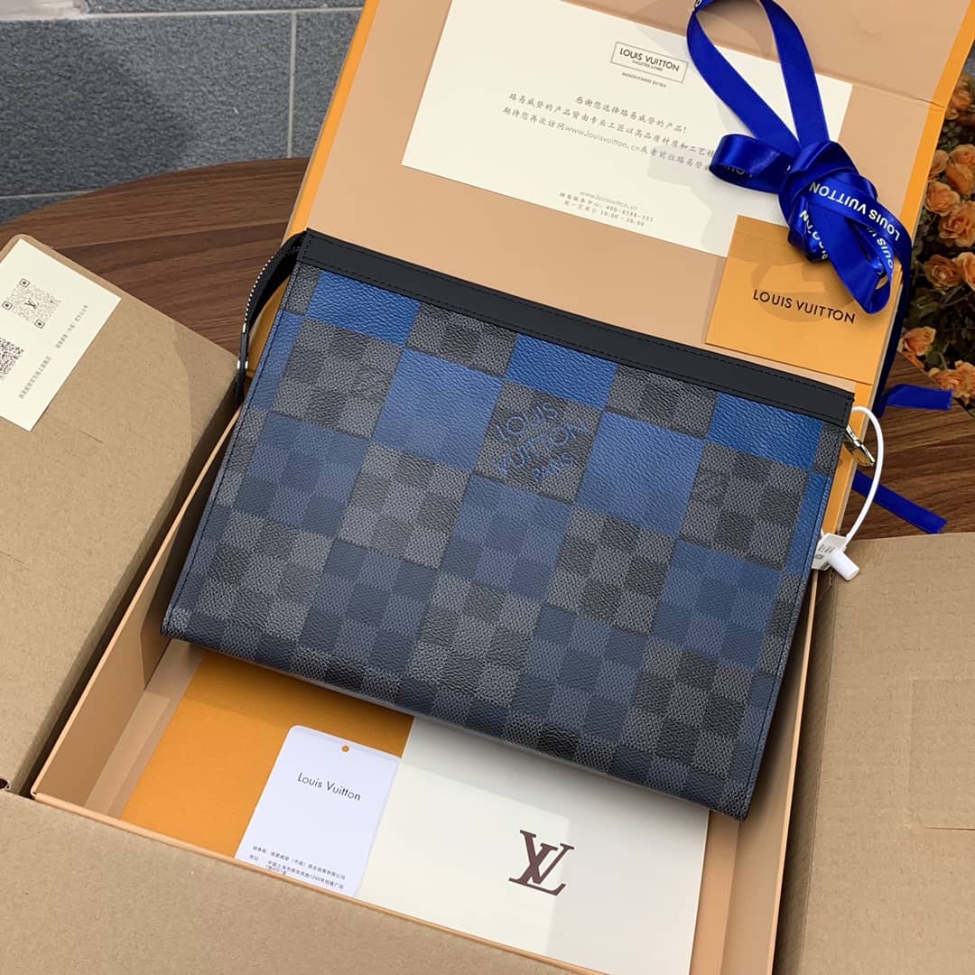 Louis Vuitton Pochette Voyage MM Damier Giant Canvas Replica Blue N60412