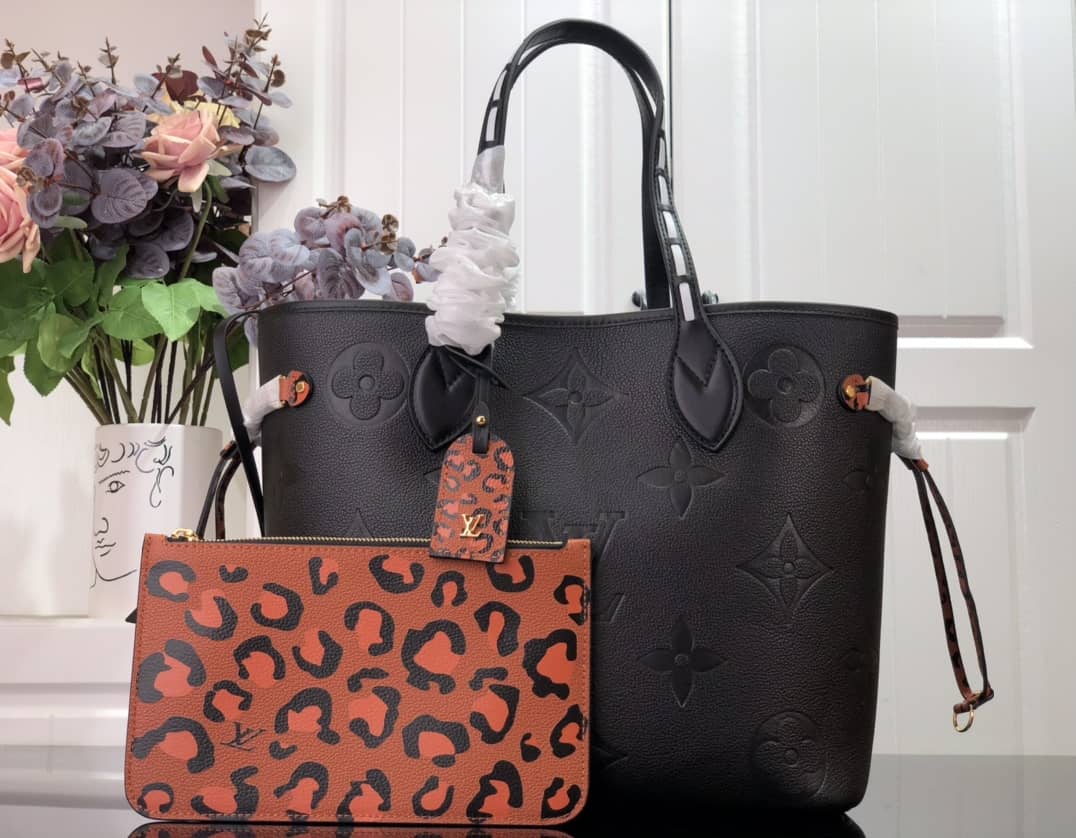 Louis Vuitton Neverfull Dupe MM Monogram Empreinte Medium Bag Replica Black M45856