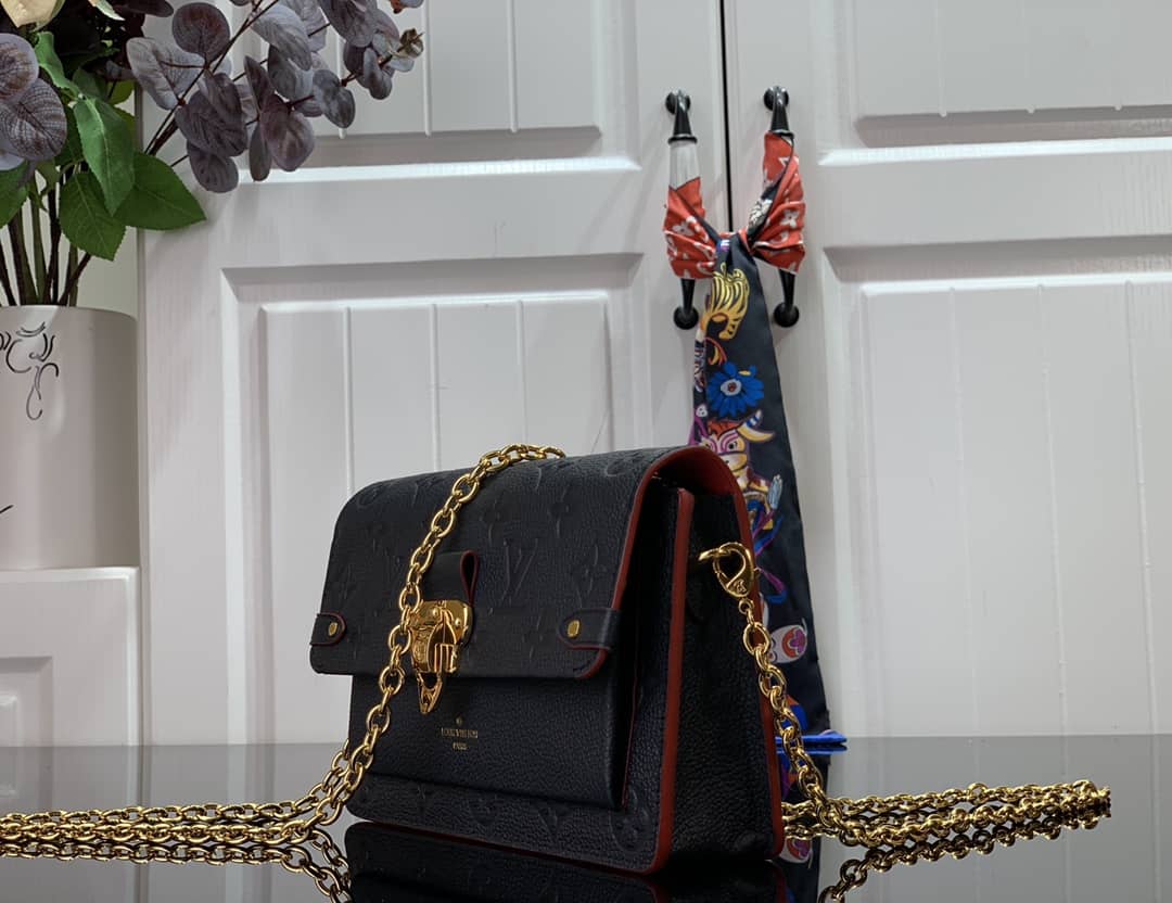 Louis Vuitton Monogram Empreinte Vavin Chain Long Wallet Replica Black M67839