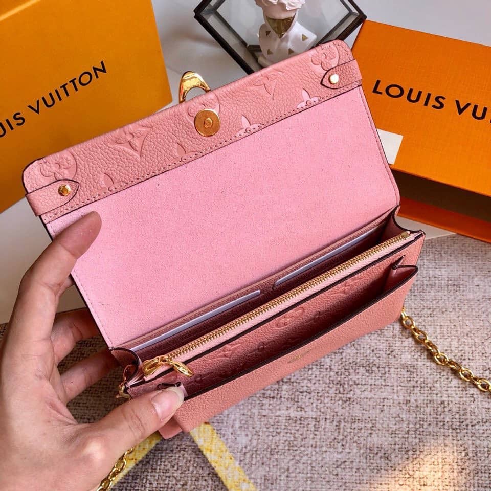 Louis Vuitton Monogram Empreinte Vavin Chain Long Wallet Replica Pink M67839