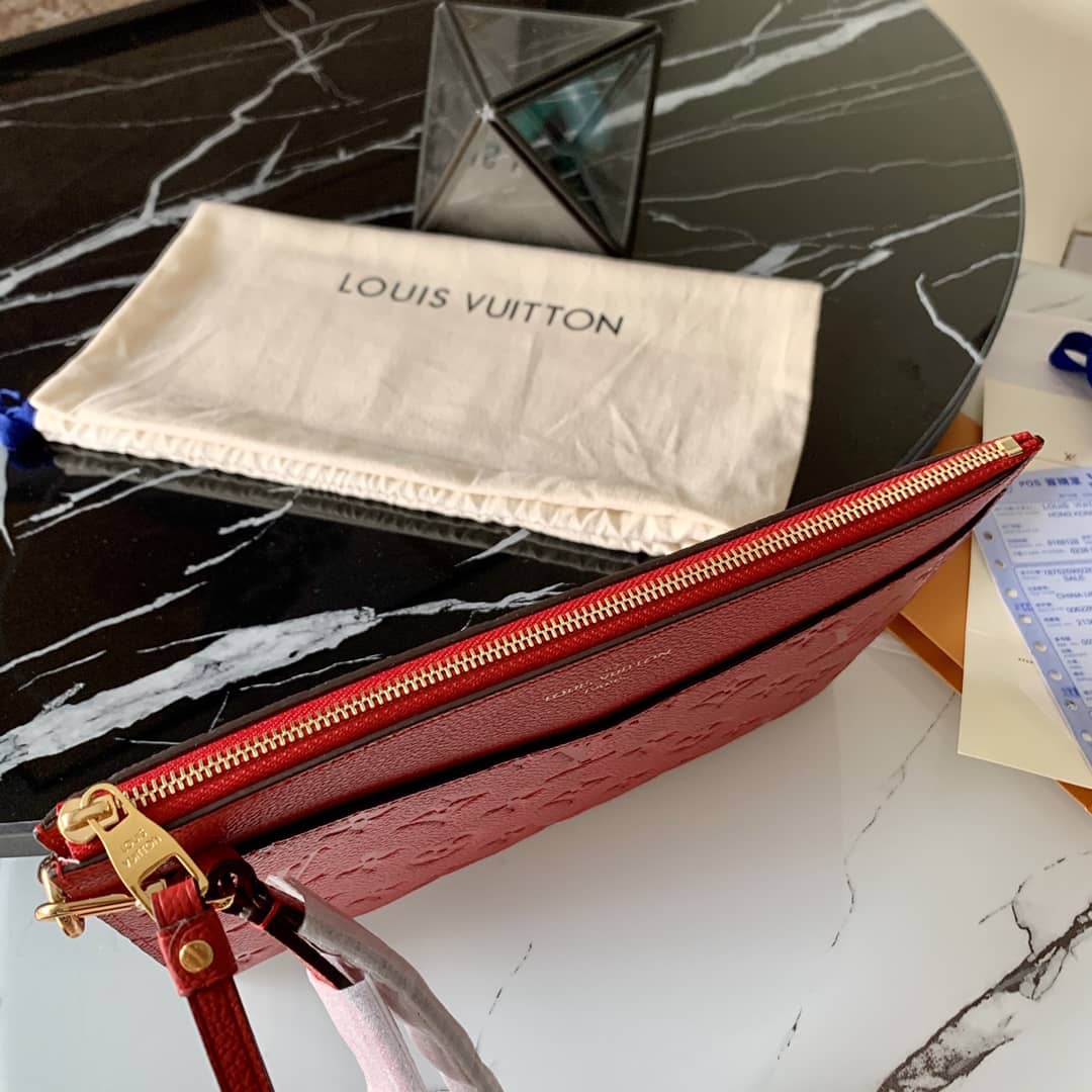 Louis Vuitton Pochette Melanie MM Monogram Empreinte Replica Clutch Red M68705