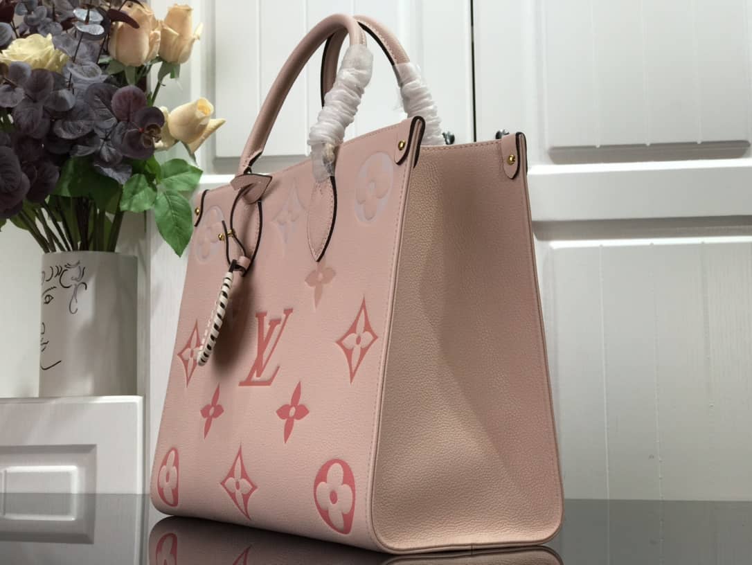 Louis Vuitton On the Go MM Monogram Empreinte Two-way Tote Replica Pink M45717