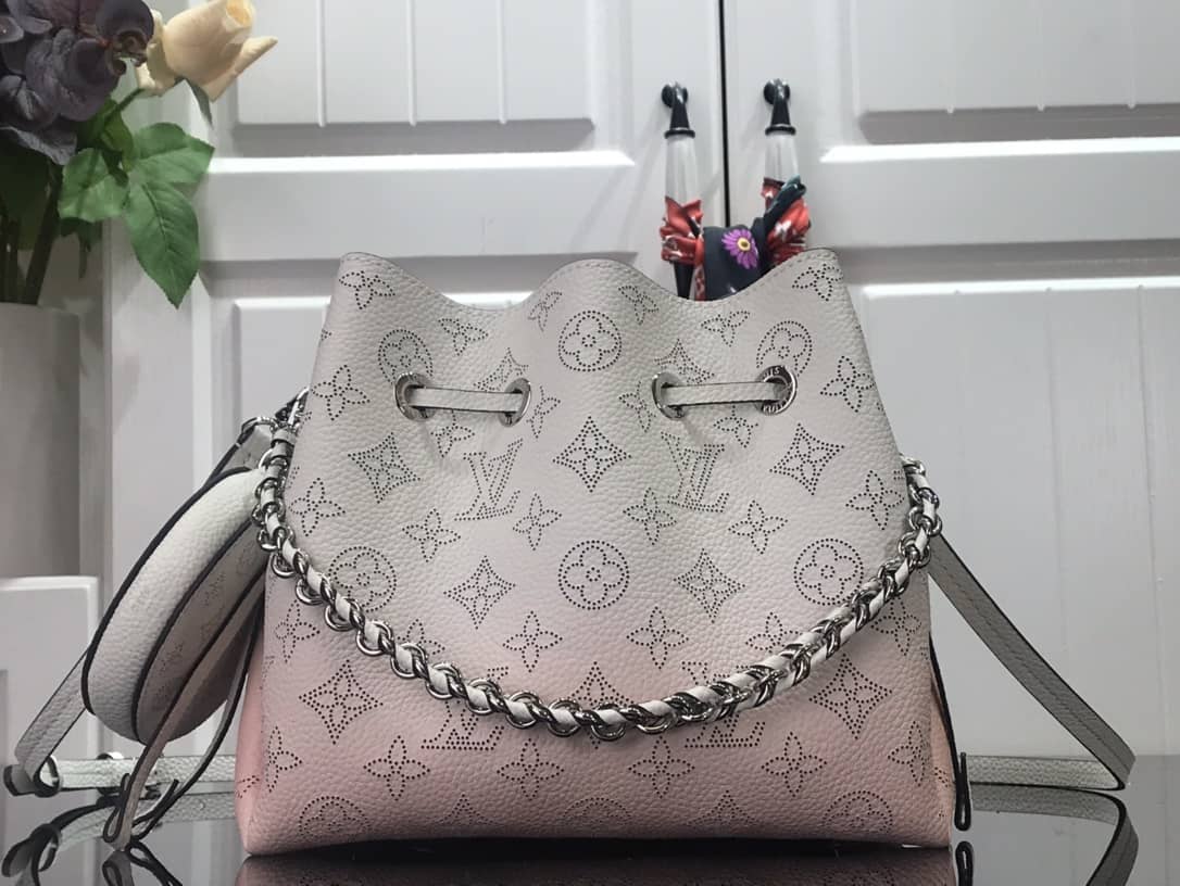Louis Vuitton Bella Mahina Magnolia Leather Replica Bag White Pink M57068