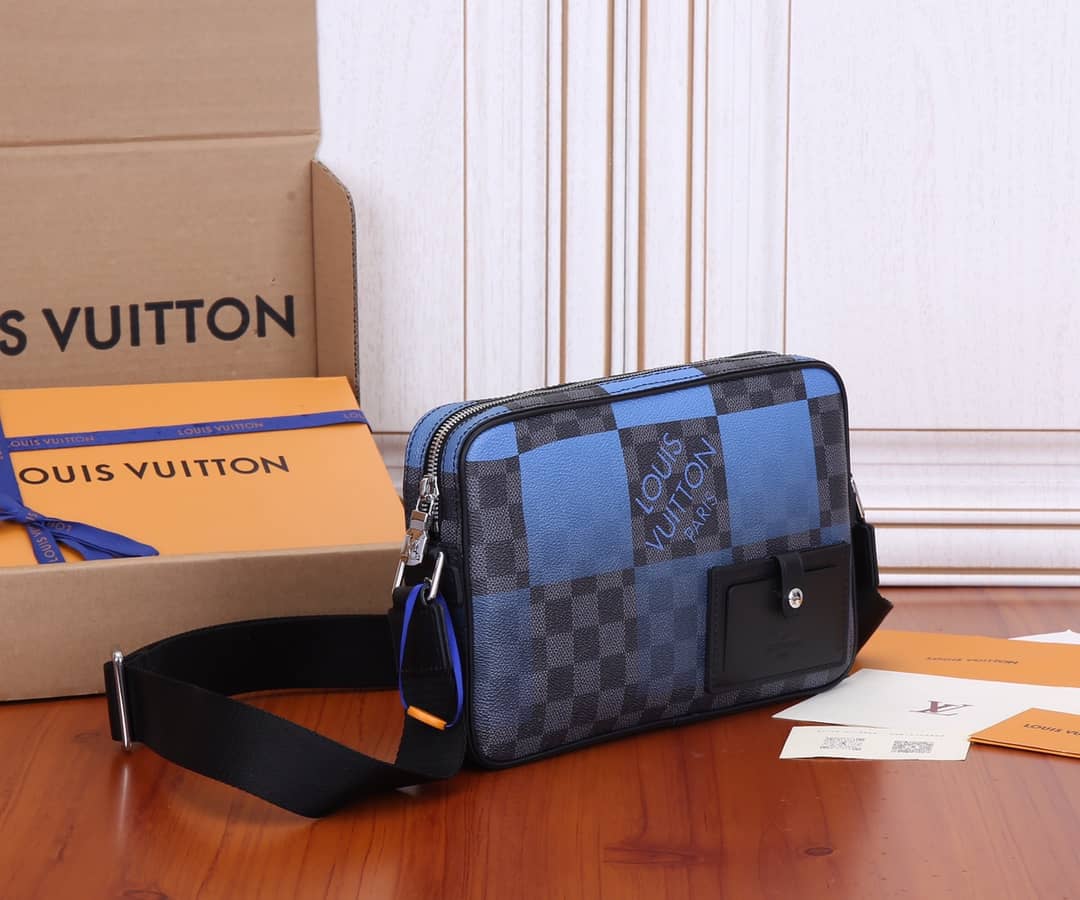 Louis Vuitton Alpha Damier Graphite Giant Messenger Bag Replica Blue N40408