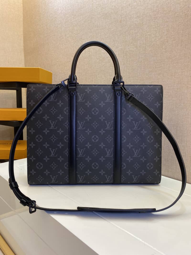 Louis Vuitton Monogram Eclipse Sac Plat Horizontal Zippe Bag Replica M45265