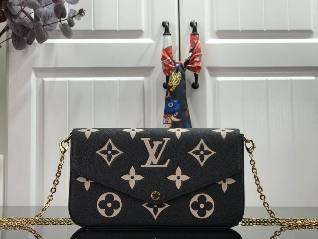 Louis Vuitton Bicolor Monogram Empreinte Replica Pochette Felice Black M69977