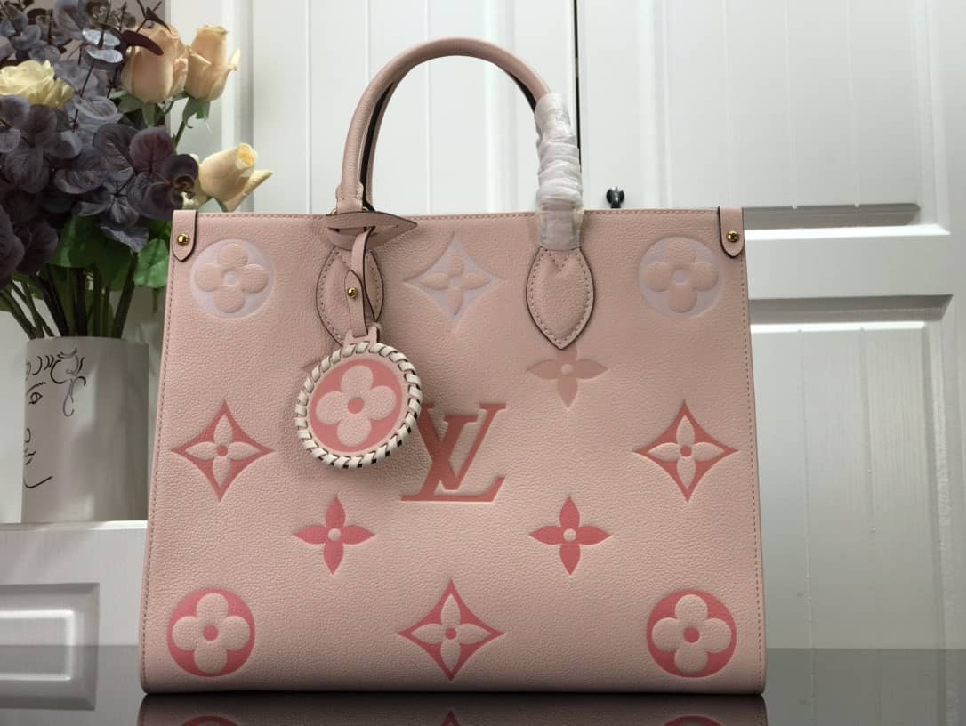 Louis Vuitton On the Go MM Monogram Empreinte Two-way Tote Replica Pink M45717
