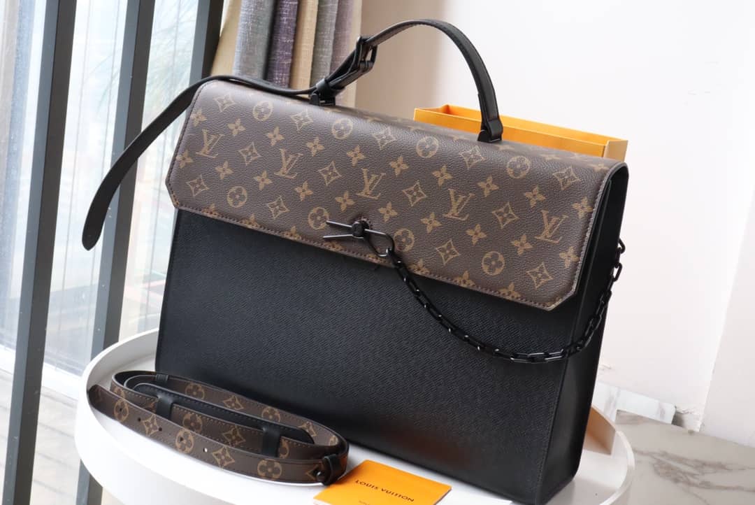 Louis Vuitton Robusto Briefcase Monogram Canvas Taiga Leather Replica Black M30591