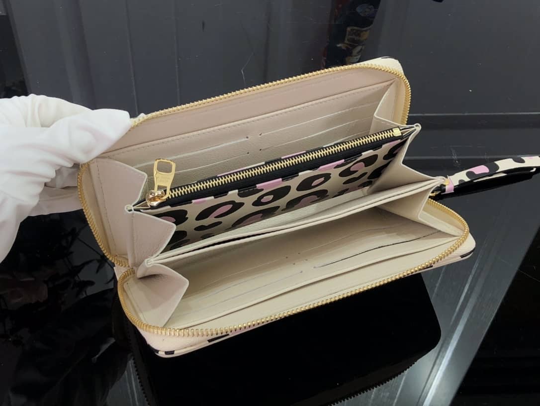 Louis Vuitton Monogram Empreinte Leather with Animal-Print Zippy Wallet Replica White M80680
