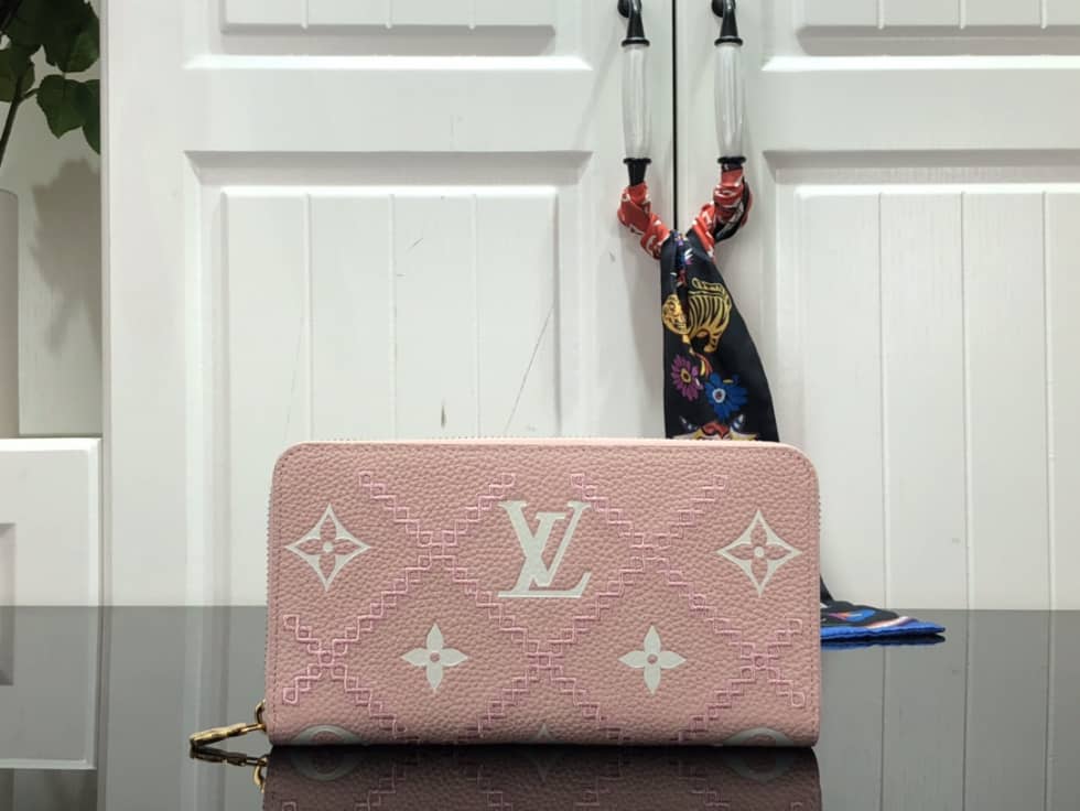Louis Vuitton Wallet Dupe Zippy Monogram Empreinte Leather Pink M81141