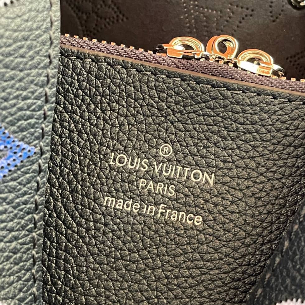 Louis Vuitton Mahina Perforated Calfskin Muria Dark Blue M59554 Replica Bucket Bag