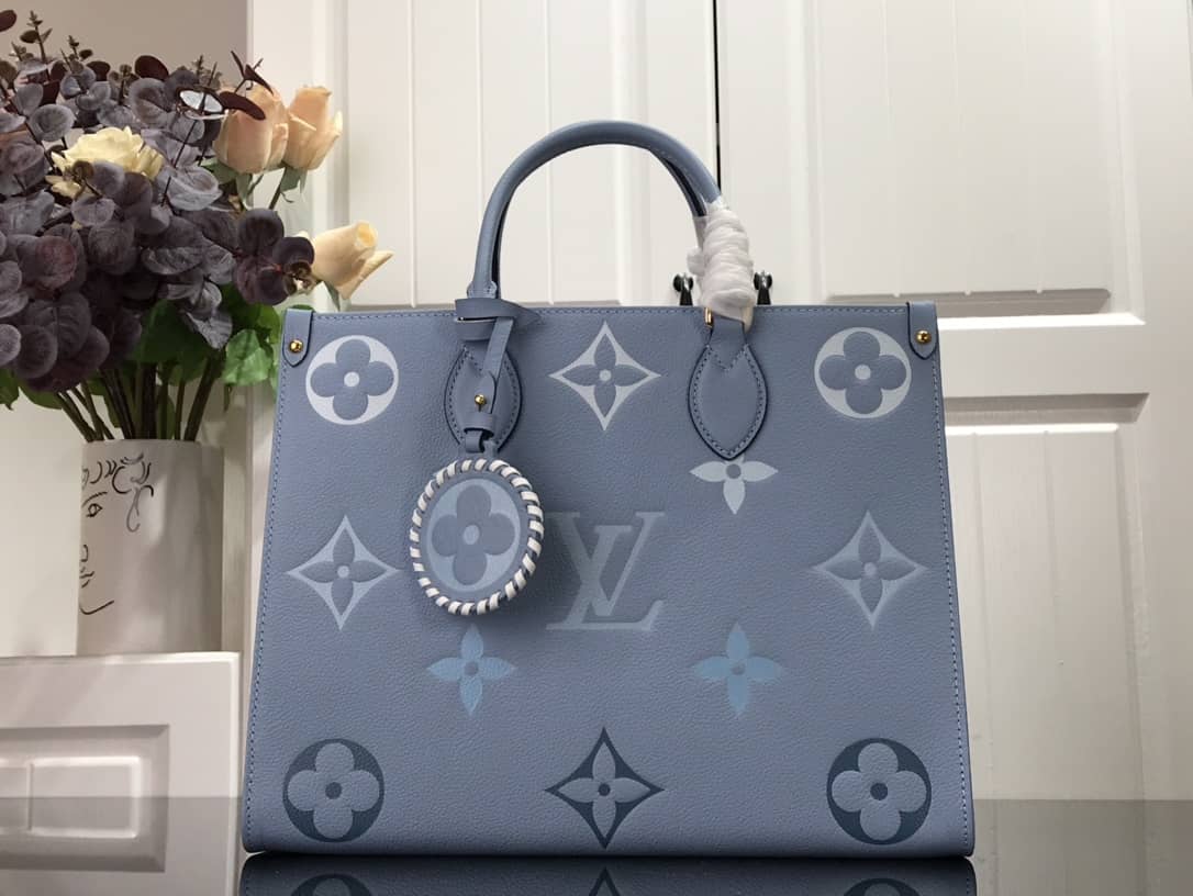Louis Vuitton On the Go MM Monogram Empreinte Two-way Tote Replica Blue M45717