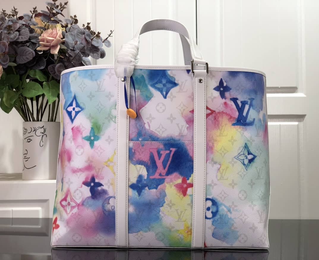 Louis Vuitton Weekend GM Watercolor Monogram Tote Replica Blue M45754