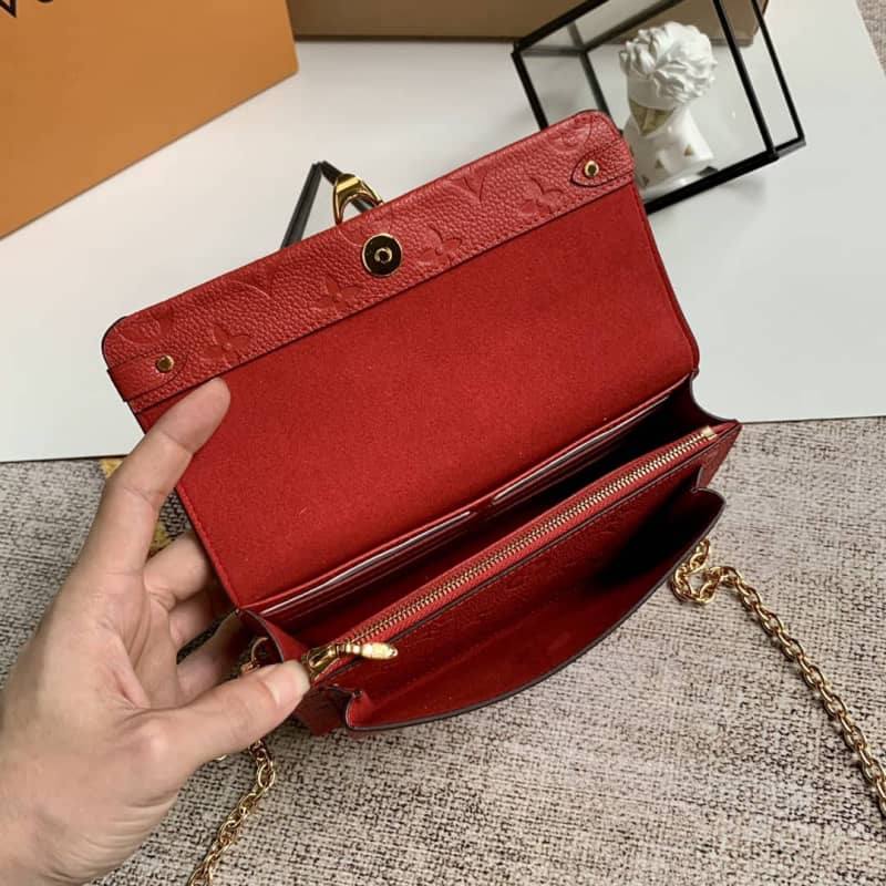 Louis Vuitton Monogram Empreinte Vavin Chain Long Wallet Replica Red M67839