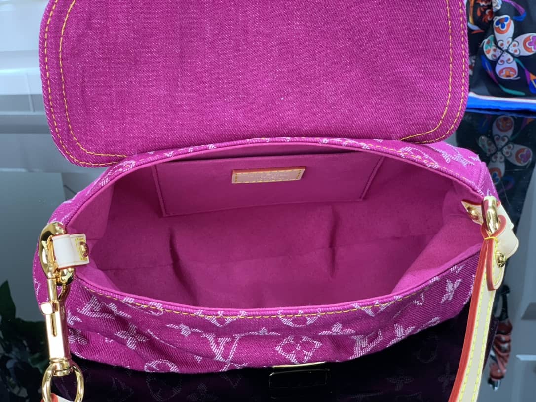 Louis Vuitton Monogram Denim Mini Pleaty Replica Shoulder Bag Pink M95050