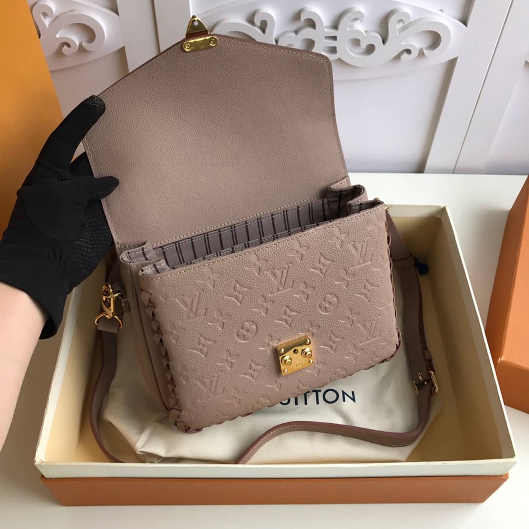 Louis Vuitton Pochette Metis Braided Monogram Empreinte Replica Apricot M43942
