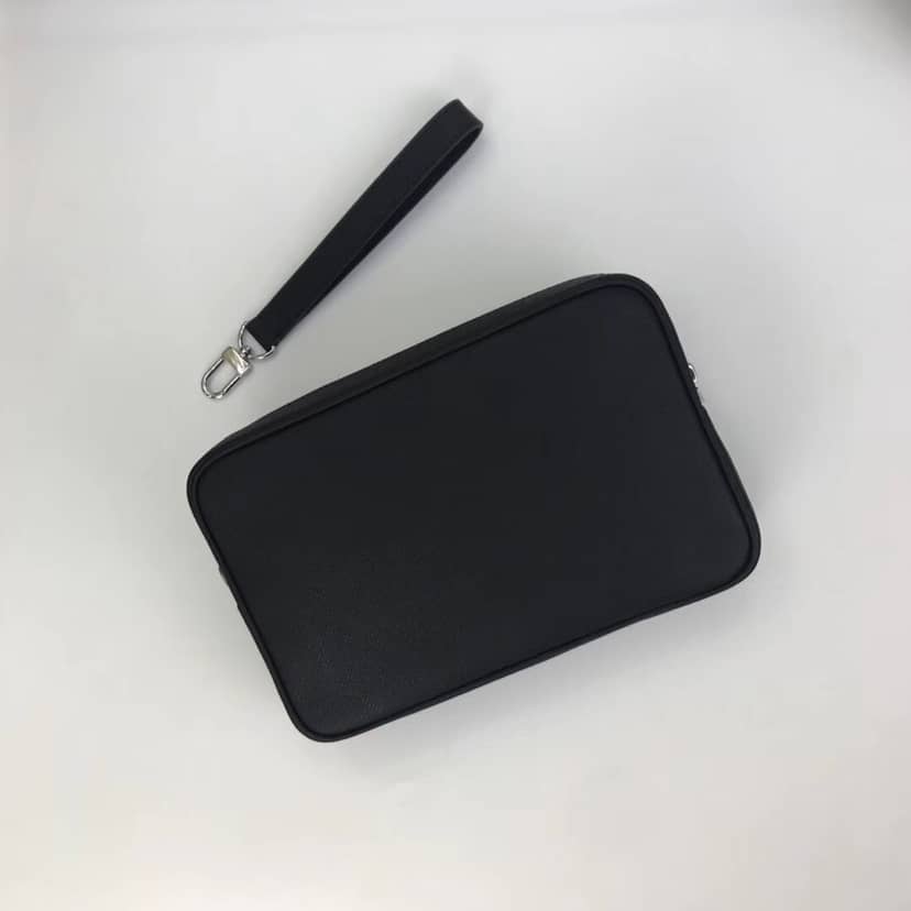 Louis Vuitton Kasai Taiga Leather Canvas Replica Clutch Black M33409