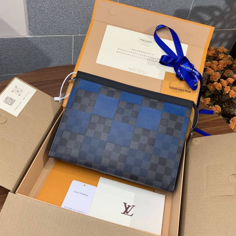 Louis Vuitton Pochette Voyage MM Damier Giant Canvas Replica Blue N60412