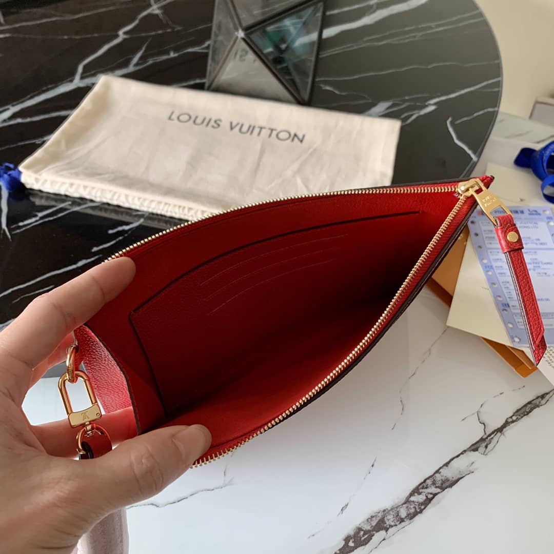 Louis Vuitton Pochette Melanie MM Monogram Empreinte Replica Clutch Red M68705
