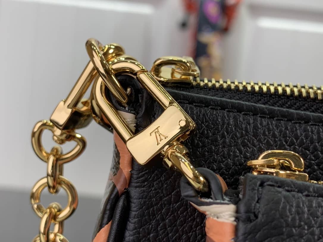 Louis Vuitton Pochette Monogram Empreinte Cowhide Leather Replica Crossbody Bag Black M45777