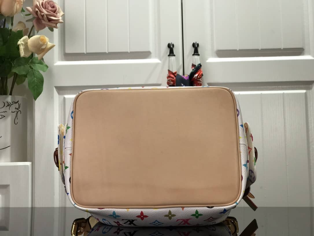 Louis Vuitton Monogram Multicolor Petit Noe Replica Shoulder Bag White M42229