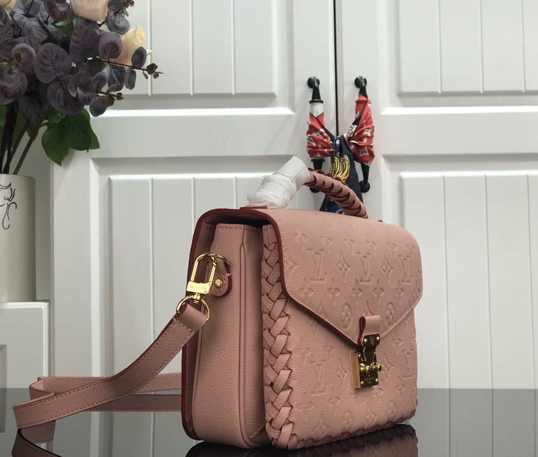 Louis Vuitton Pochette Metis Braided Monogram Empreinte Replica Pink M43942