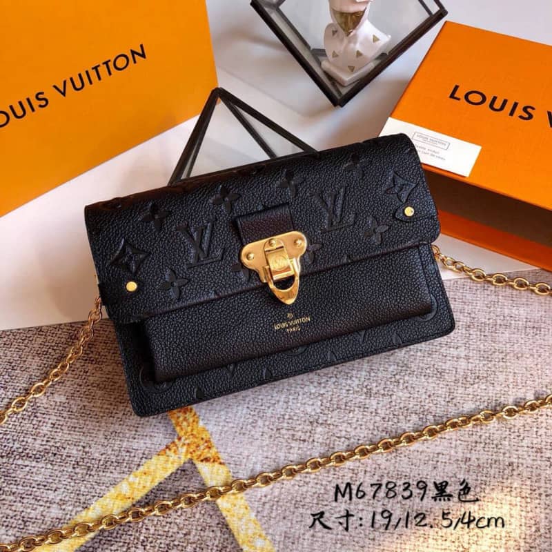 Louis Vuitton Monogram Empreinte Vavin Chain Long Wallet Replica Black M67839