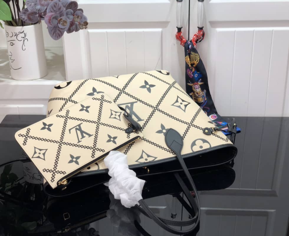 Louis Vuitton Monogram Empreinte Neverfull Cream M46039 Replica Tote