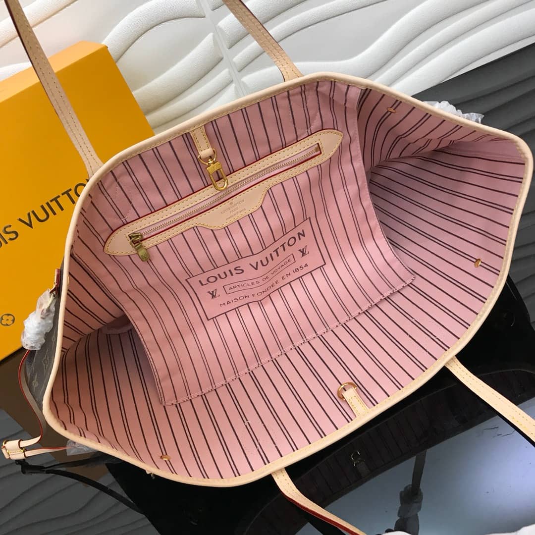 Louis Vuitton Neverfull Dupe Monogram GM Shoulder Bag Replica Pink M40990